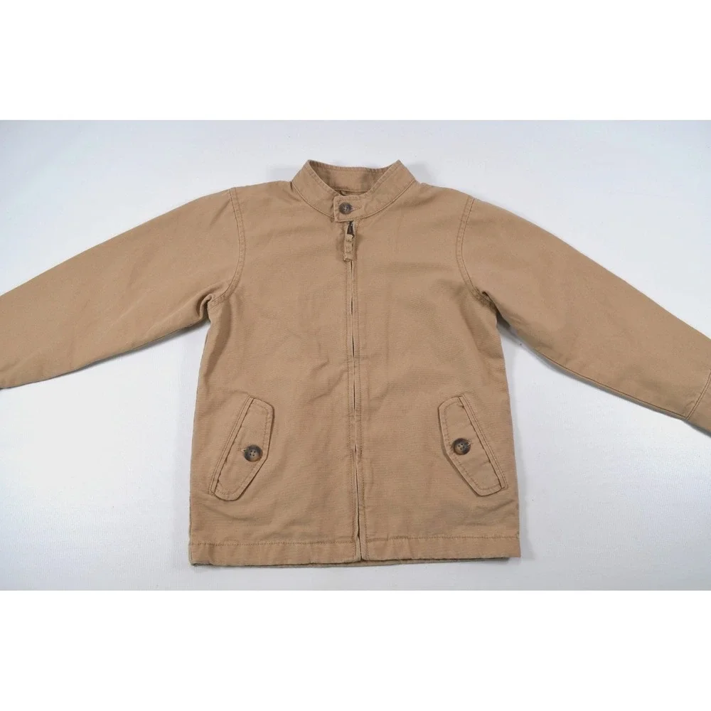 Children's Place Beige Canvas Bomber Jacket Size Small 5/6 Full Zip Nwt's